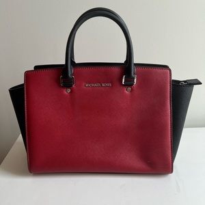 Michael Kors Selma Satchel in Red/Black/Silver